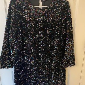 ZARA Black Rainbow Sequin Mini Dress Size Medium Taylor Swift Eras
